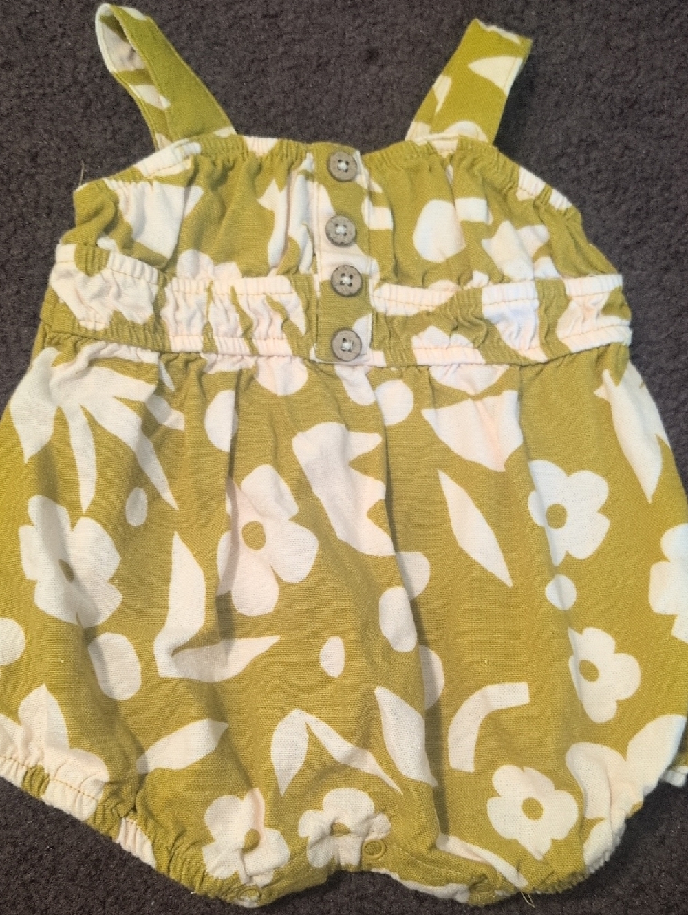 Volcom Baby Romper with Olive and Cream Floral Detail